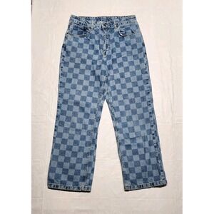 RAGGED PRIEST JEANS Checkerboard print Wide Leg Denim Women's Size 32x29